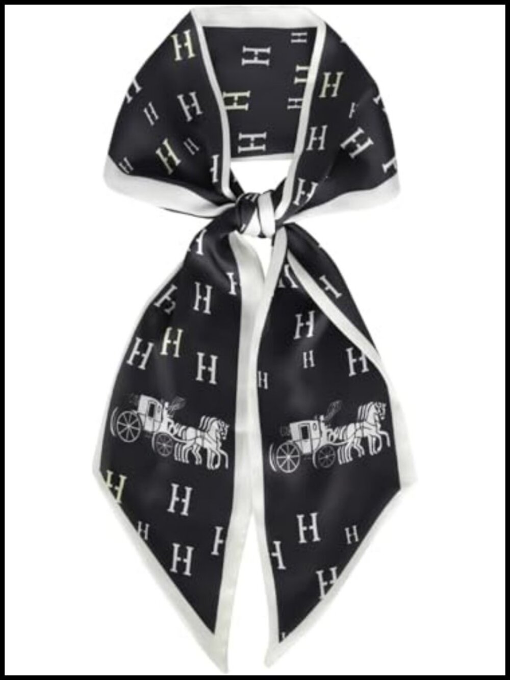 Silk Feel Satin Scarf Letter Print Head Wrap Hair Band 7x59